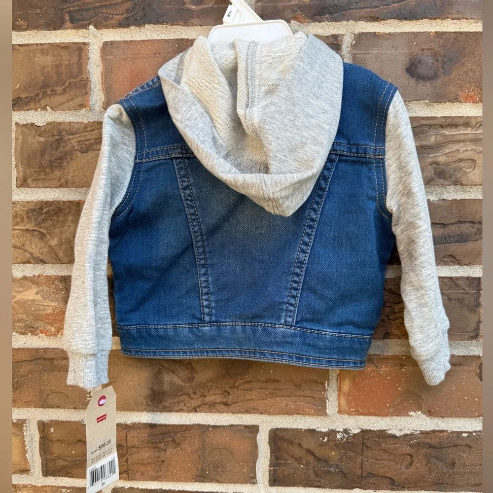 Levi’s Kids Denim Jacket with Gray Hood and‎ Sleeves 9mo